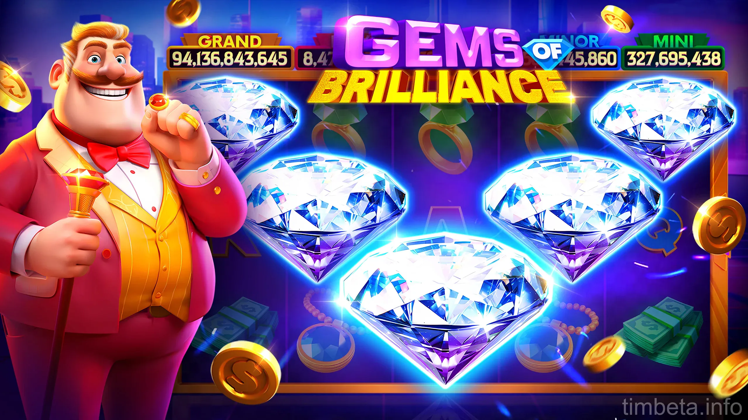 Captura de tela do aplicativo Timbet mostrando painel de bônus